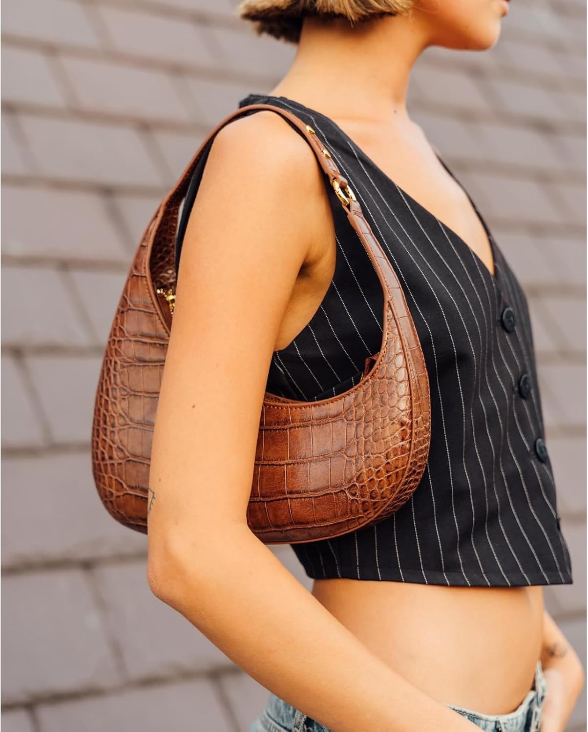 image:imageJW PEI Womens Harlee Shoulder BagBrown Croc