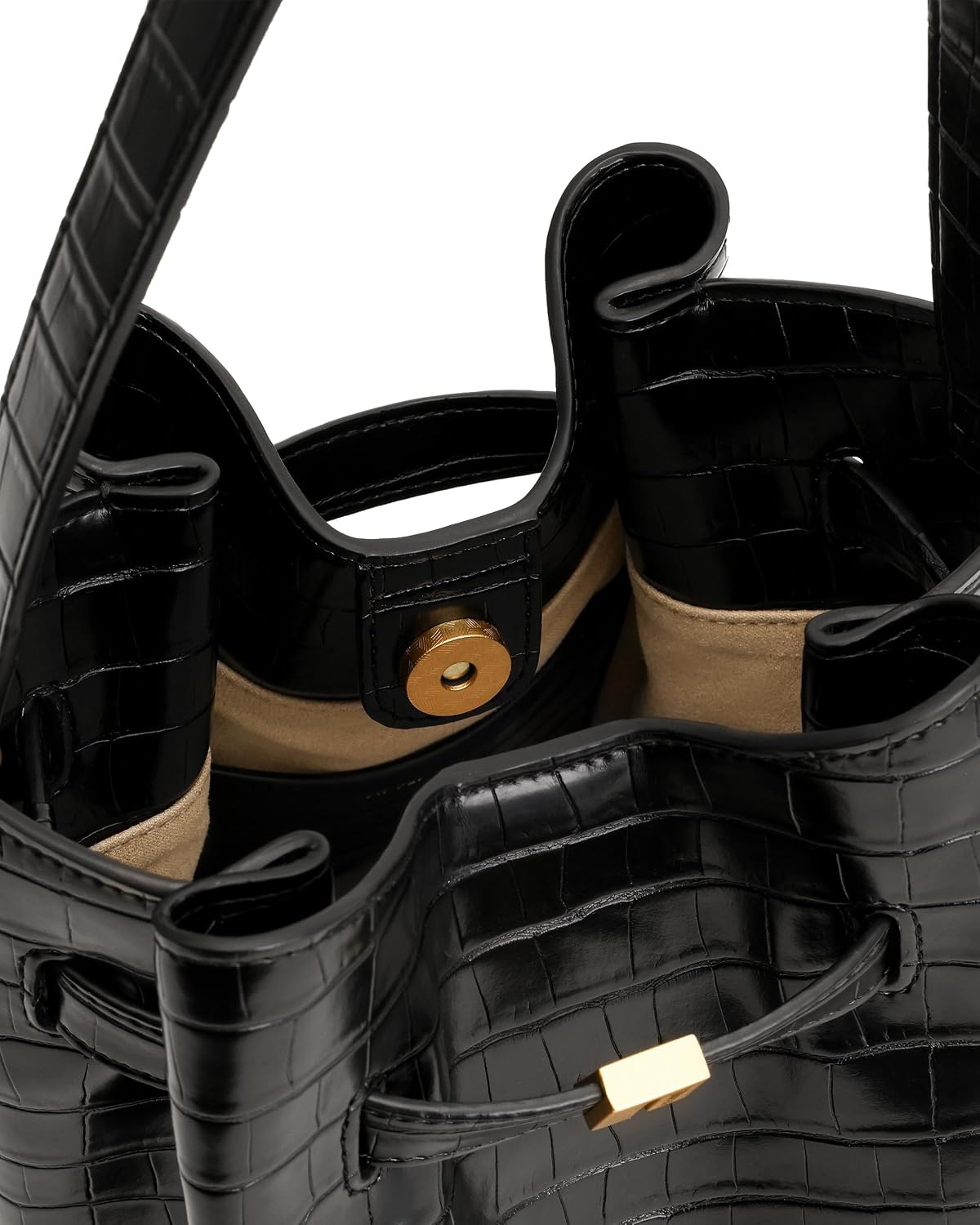 image:imageJW PEI Womens Clara Lock Accent Bucket Shoulder BagBlack Croc