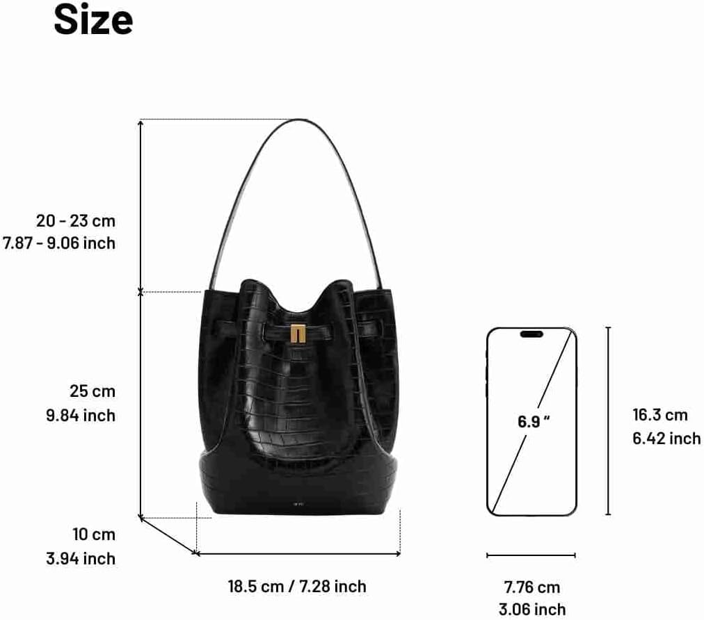 image:imageJW PEI Womens Clara Lock Accent Bucket Shoulder BagBlack Croc