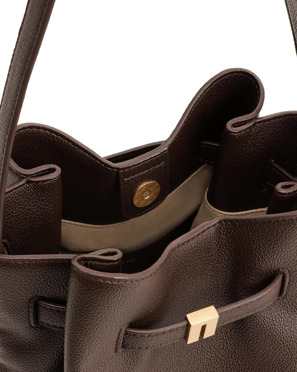image:imageJW PEI Womens Clara Lock Accent Bucket Shoulder BagMocha Brown