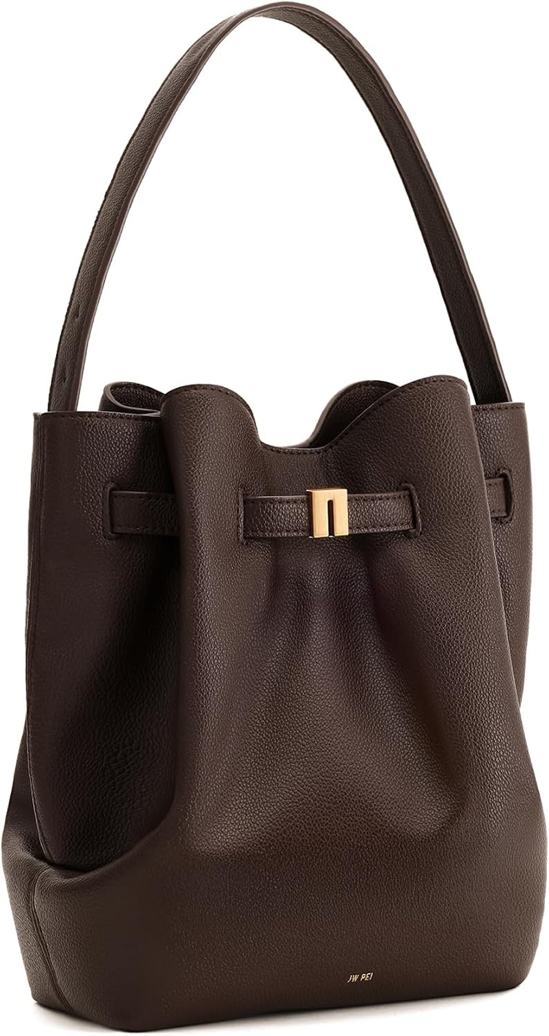 image:imageJW PEI Womens Clara Lock Accent Bucket Shoulder BagMocha Brown