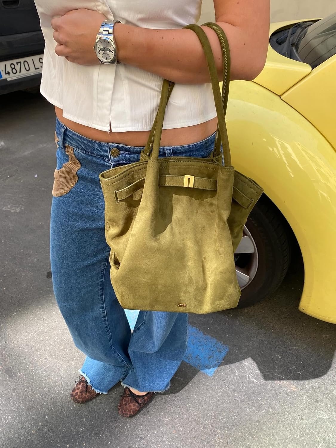 image:imageJW PEI Womens Hana Column Tote BagOlive Green