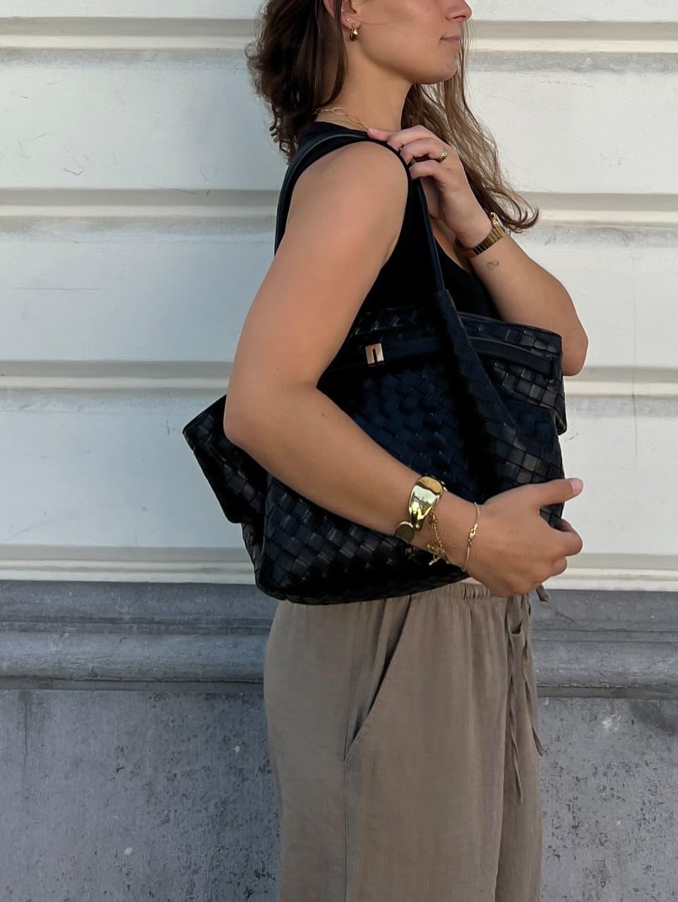 image:imageJW PEI Womens Hana Medium Tote BagBraided Black