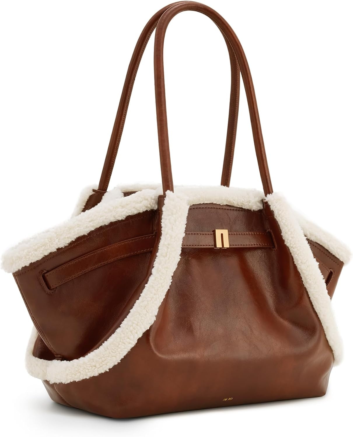 image:imageJW PEI Womens Hana Medium Tote BagBrown Faux Shearling Trim