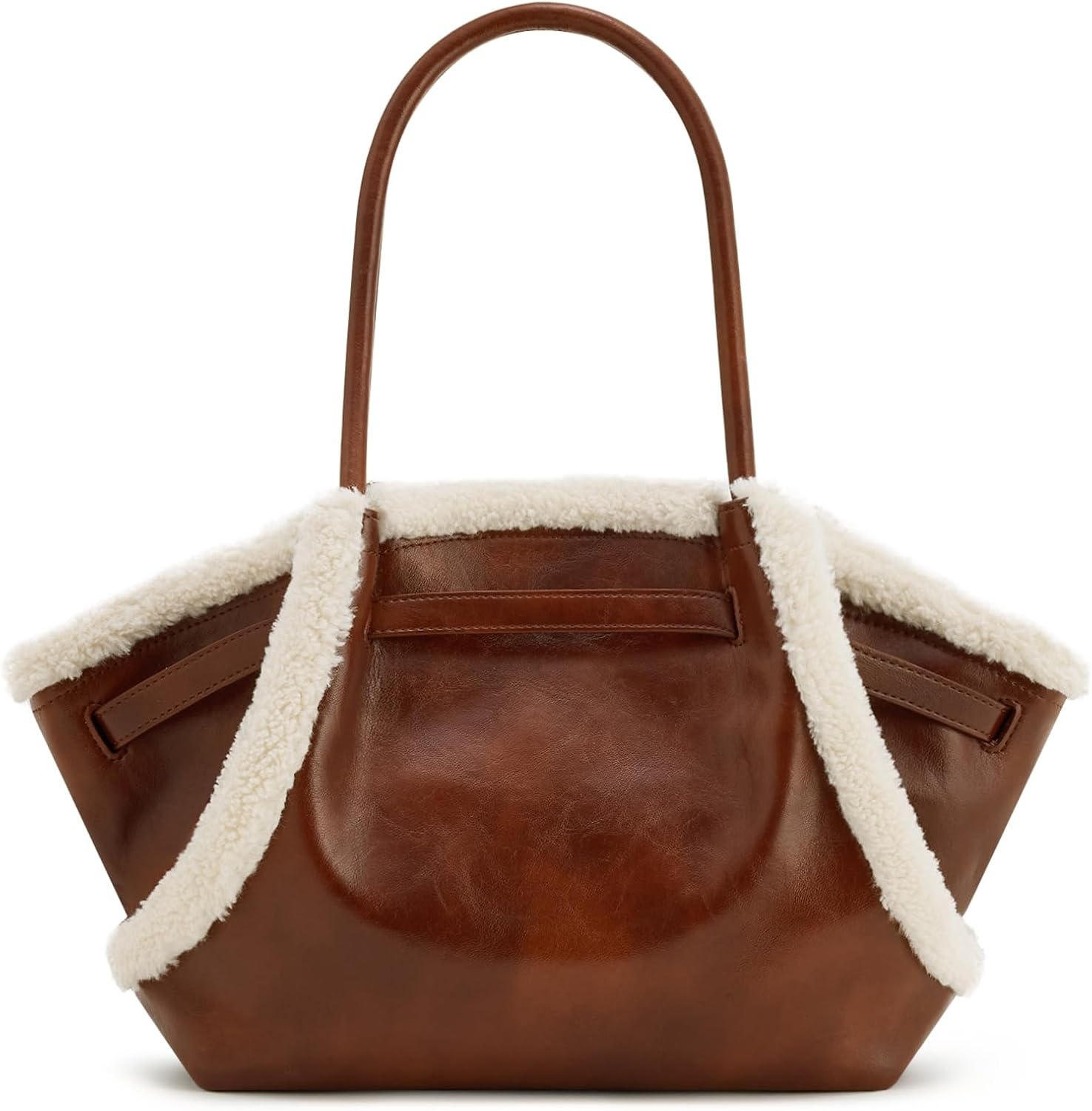 image:imageJW PEI Womens Hana Medium Tote BagBrown Faux Shearling Trim