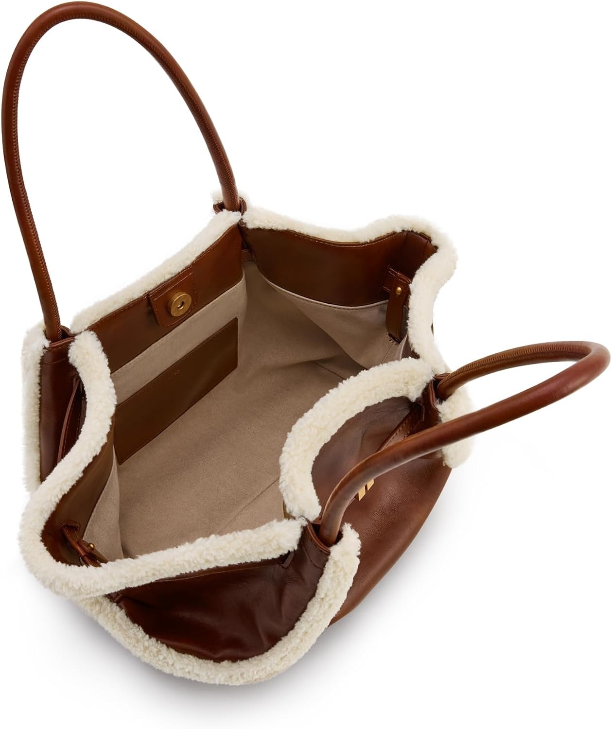 image:imageJW PEI Womens Hana Medium Tote BagBrown Faux Shearling Trim