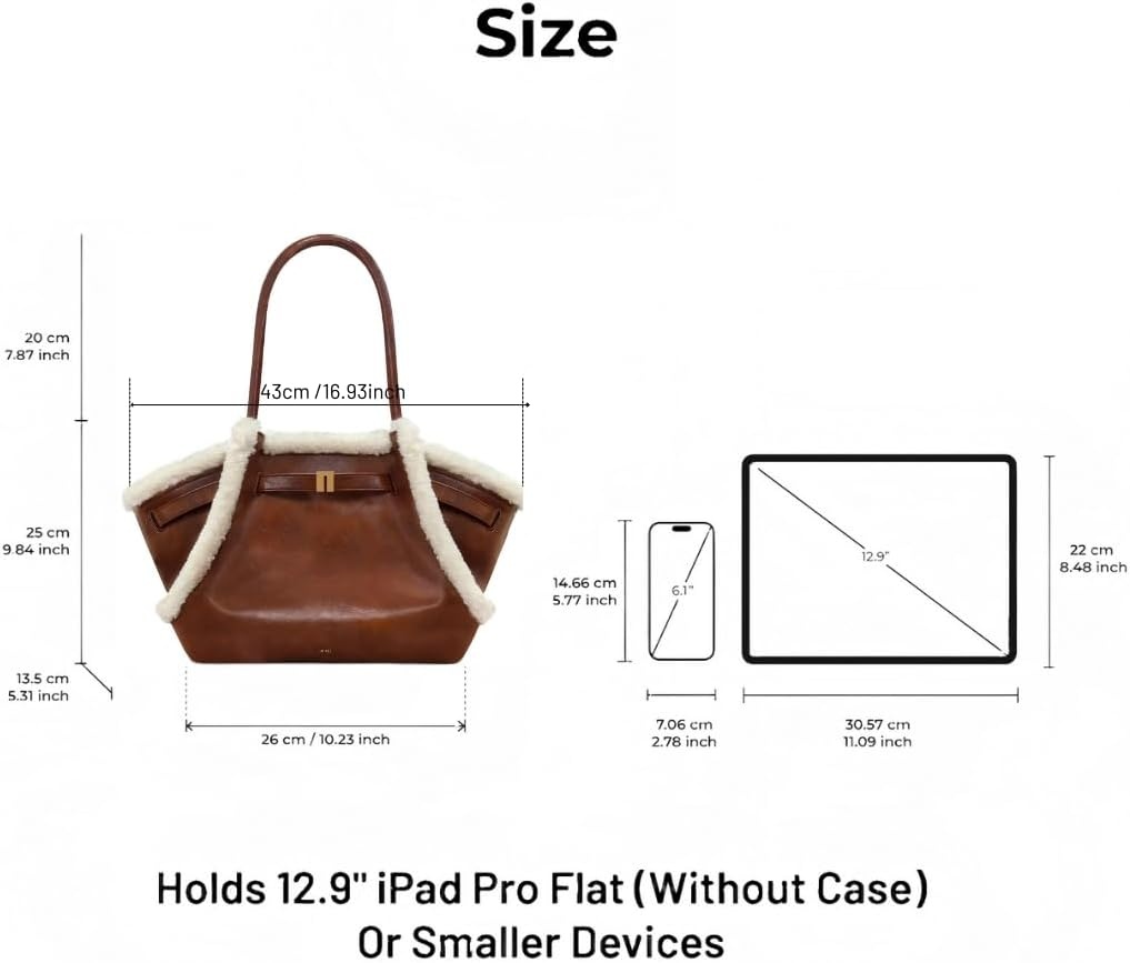 image:imageJW PEI Womens Hana Medium Tote BagBrown Faux Shearling Trim
