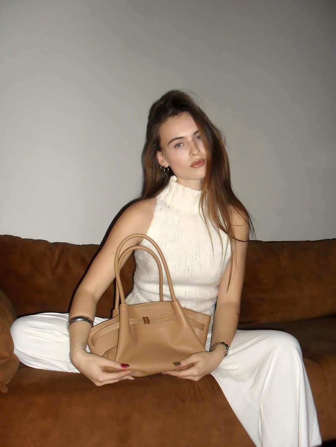 image:imageJW PEI Womens Hana Medium Tote BagLatte Color