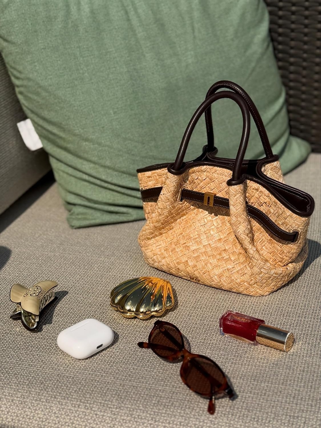 image:imageJW PEI Womens Hana Mini Tote BagBrown Faux Straw