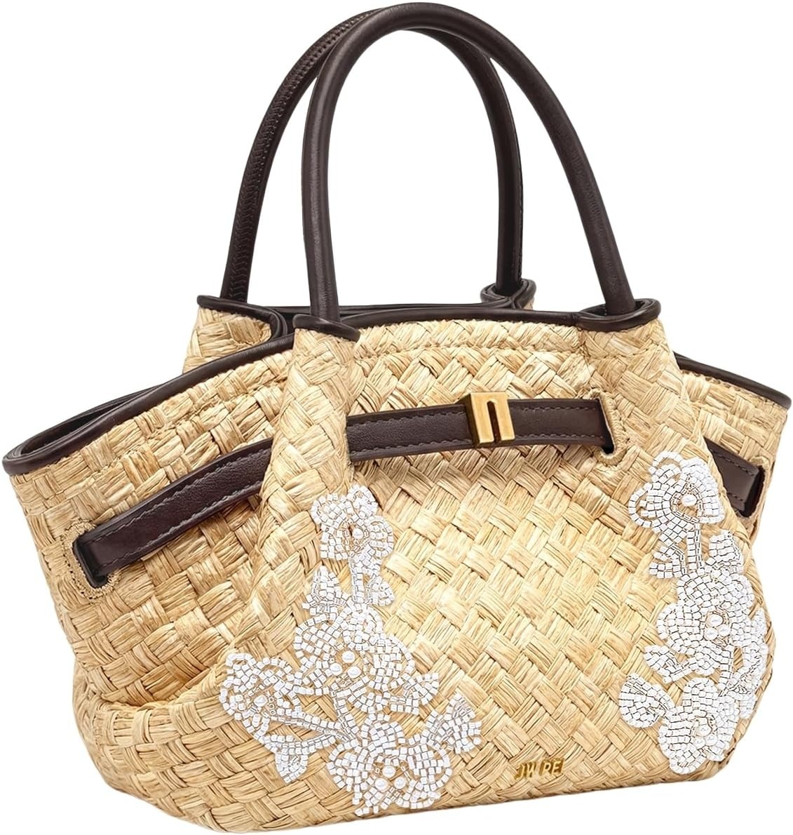 image:imageJW PEI Womens Hana Mini Tote BagBrown Faux Straw Beading