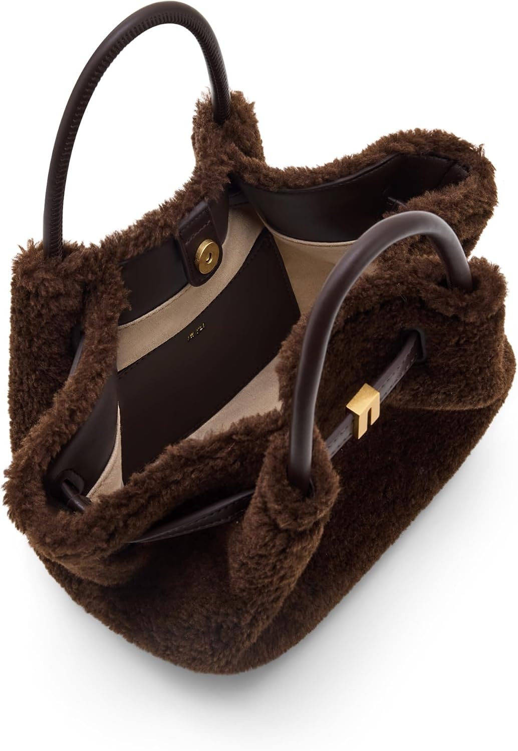 image:imageJW PEI Womens Hana Mini Tote BagDark Brown Faux Fur