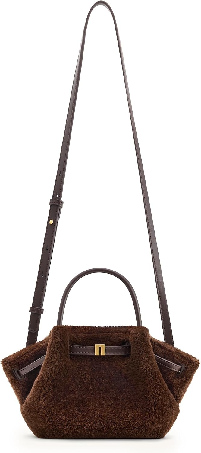 image:imageJW PEI Womens Hana Mini Tote BagDark Brown Faux Fur