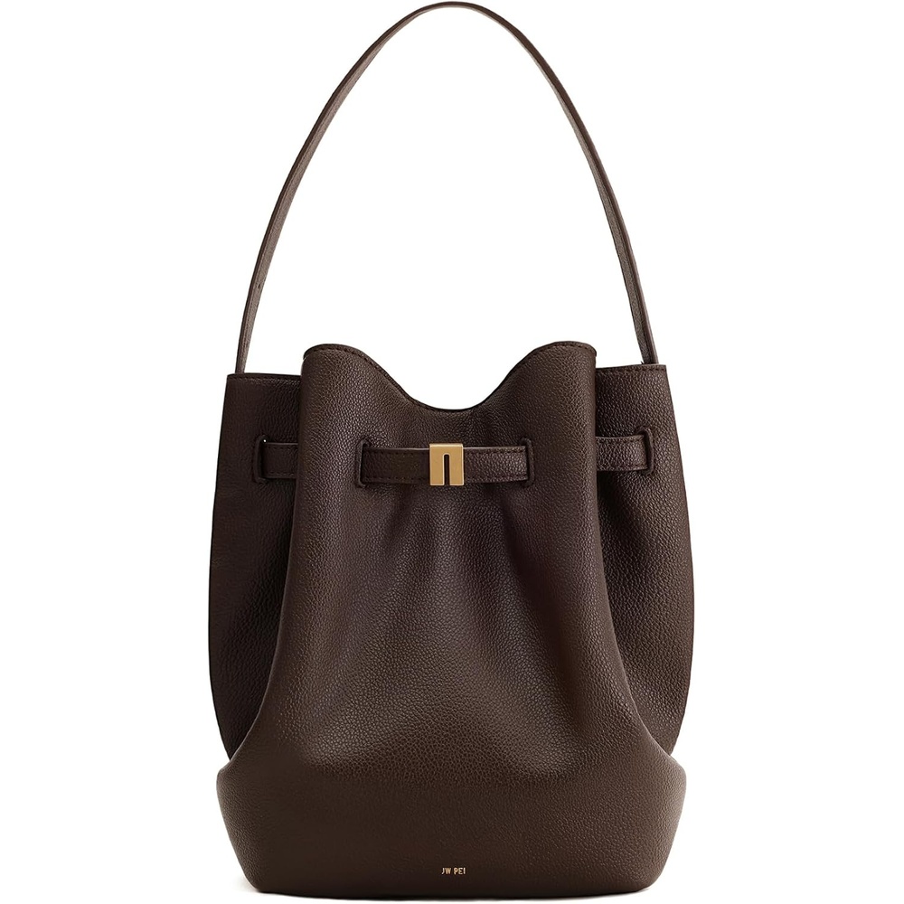 image:imageJW PEI Womens Clara Lock Accent Bucket Shoulder BagMocha Brown