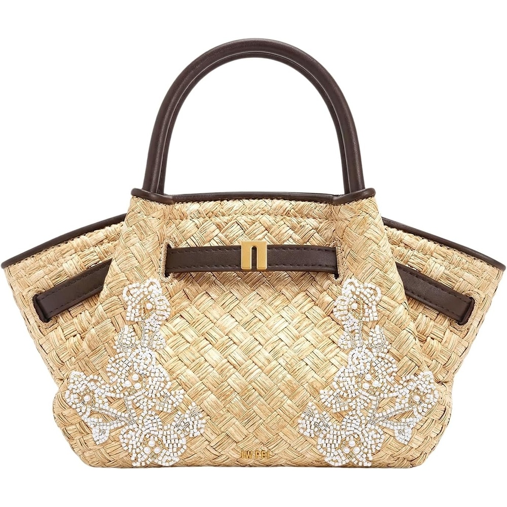 image:imageJW PEI Womens Hana Mini Tote BagBrown Faux Straw Beading