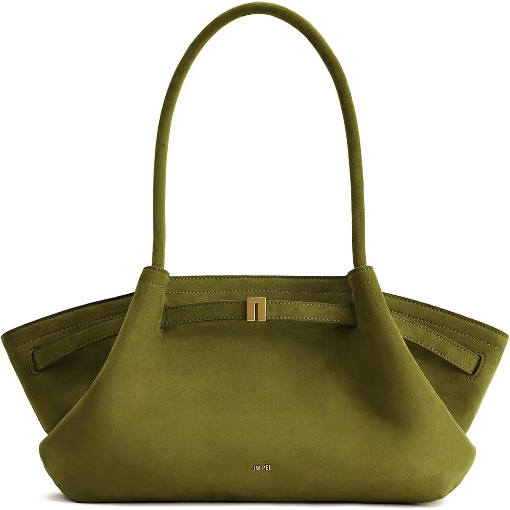 image:imageJW PEI Womens Hana Wide Faux Suede Tote BagOlive Green