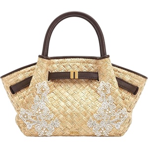JW PEI Women’s Hana Mini Tote Bag(Brown Faux Straw Beading)
